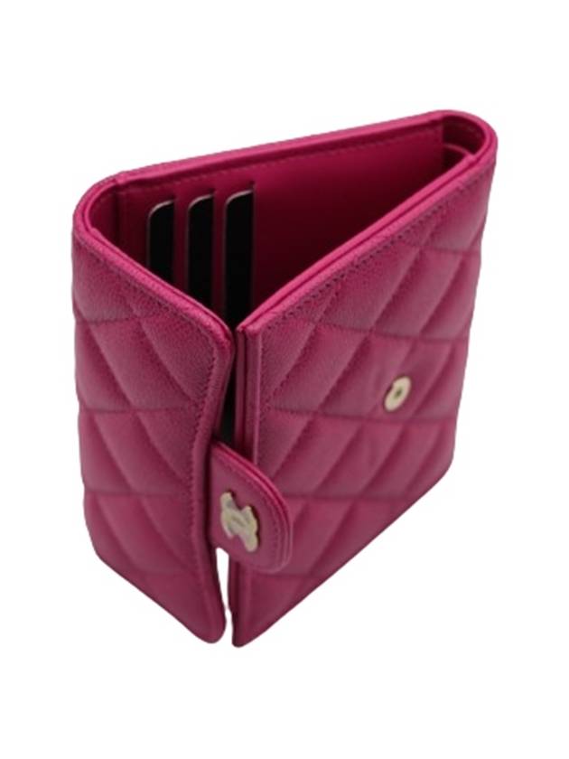 Classic Gold Logo Half Wallet Pink Chanel