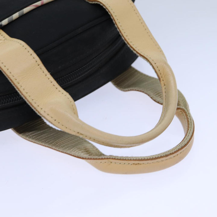 Burberry Nova Check Hand Bag Nylon Black Auth 83319