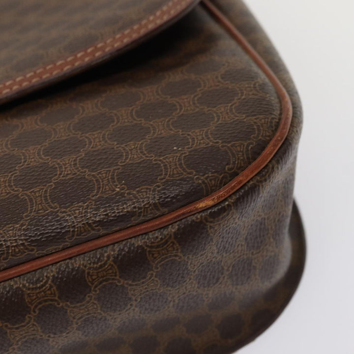 Celine Macadam Canvas Hand Bag PVC Leather Brown Auth 83326