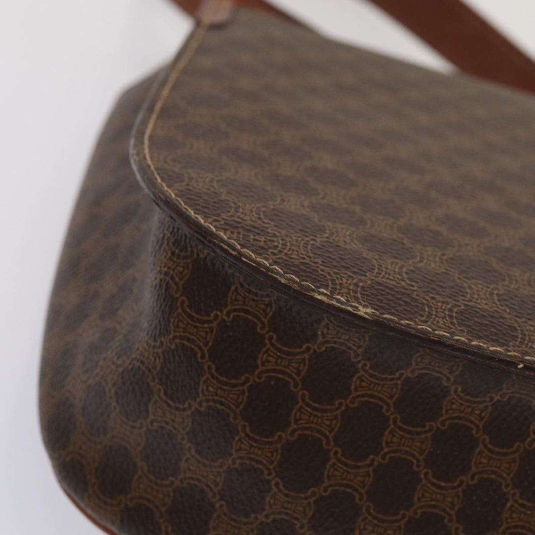 Celine Macadam Canvas Hand Bag PVC Leather Brown Auth 83326