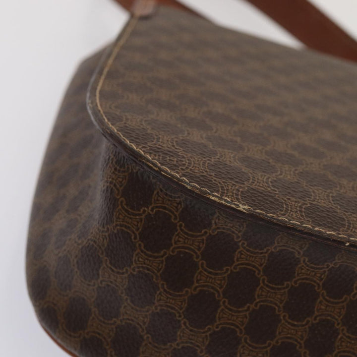 Celine Macadam Canvas Hand Bag PVC Leather Brown Auth 83326