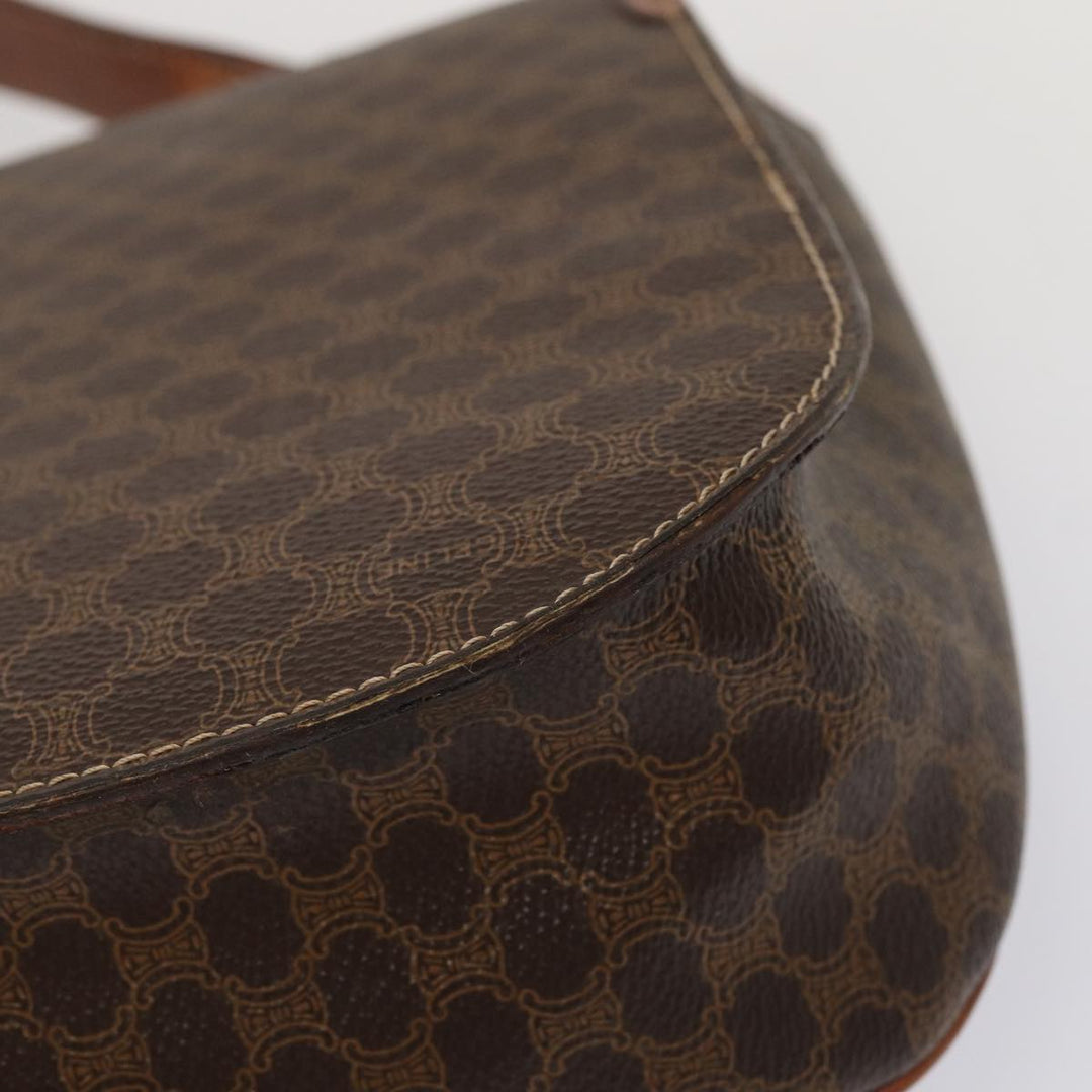 Celine Macadam Canvas Hand Bag PVC Leather Brown Auth 83326
