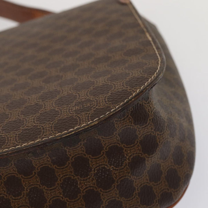 Celine Macadam Canvas Hand Bag PVC Leather Brown Auth 83326