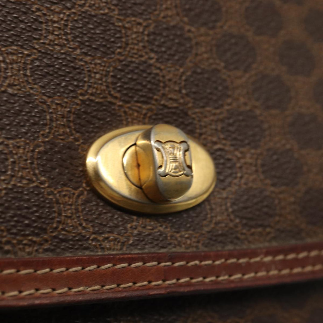Celine Macadam Canvas Hand Bag PVC Leather Brown Auth 83326