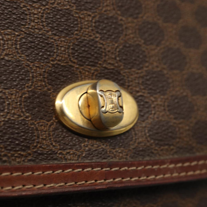 Celine Macadam Canvas Hand Bag PVC Leather Brown Auth 83326
