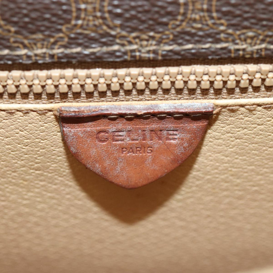 Celine Macadam Canvas Hand Bag PVC Leather Brown Auth 83326