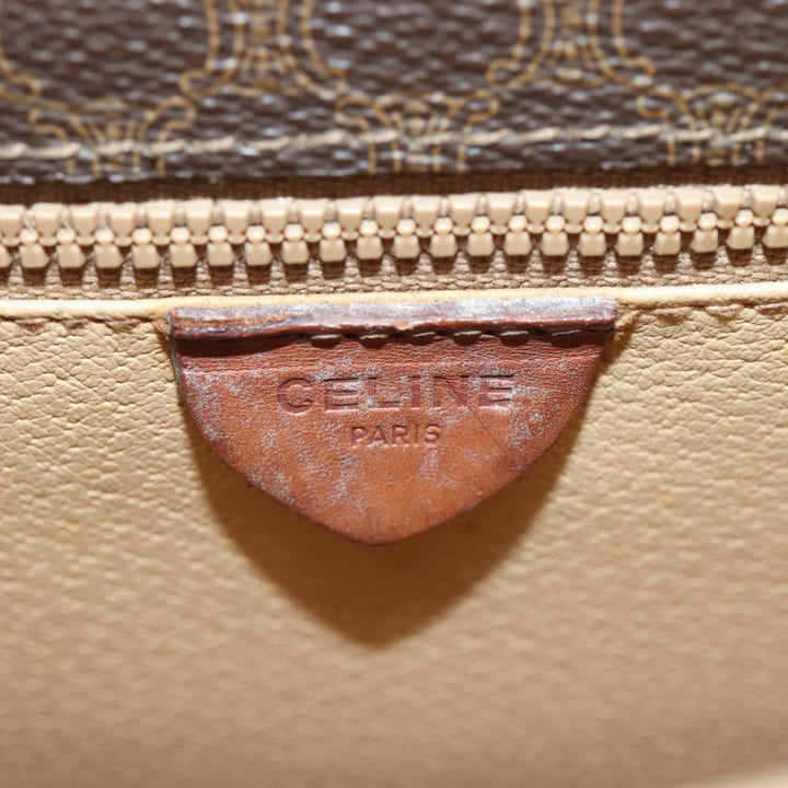 Celine Macadam Canvas Hand Bag PVC Leather Brown Auth 83326