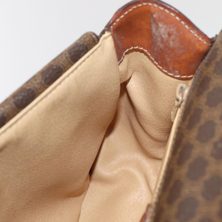 Celine Macadam Canvas Hand Bag PVC Leather Brown Auth 83326