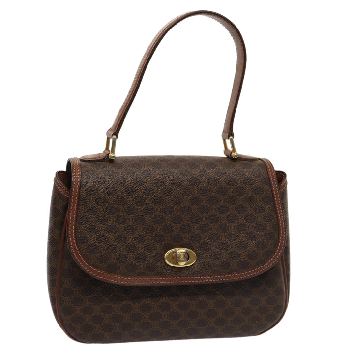 Celine Macadam Canvas Hand Bag PVC Leather Brown Auth 83326