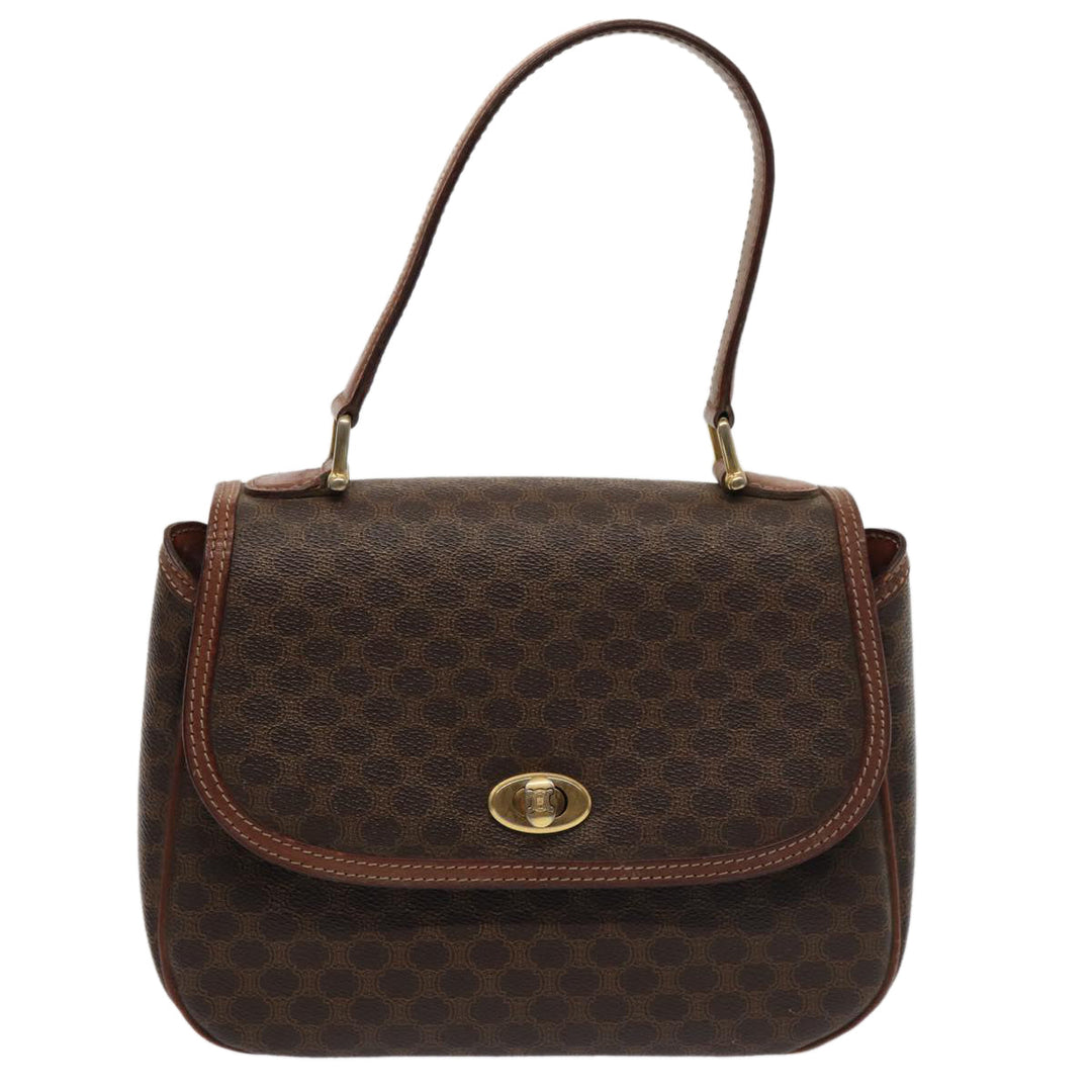 Celine Macadam Canvas Hand Bag PVC Leather Brown Auth 83326