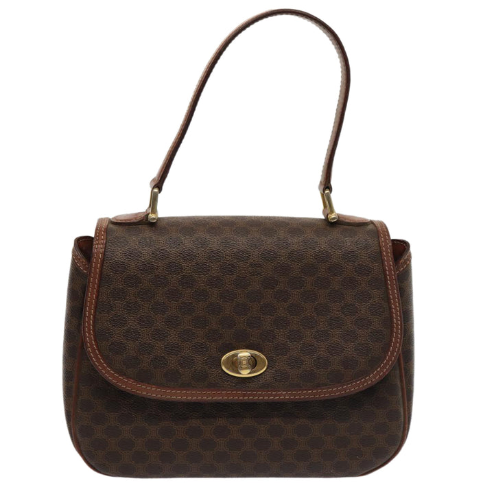 Celine Macadam Canvas Hand Bag PVC Leather Brown Auth 83326