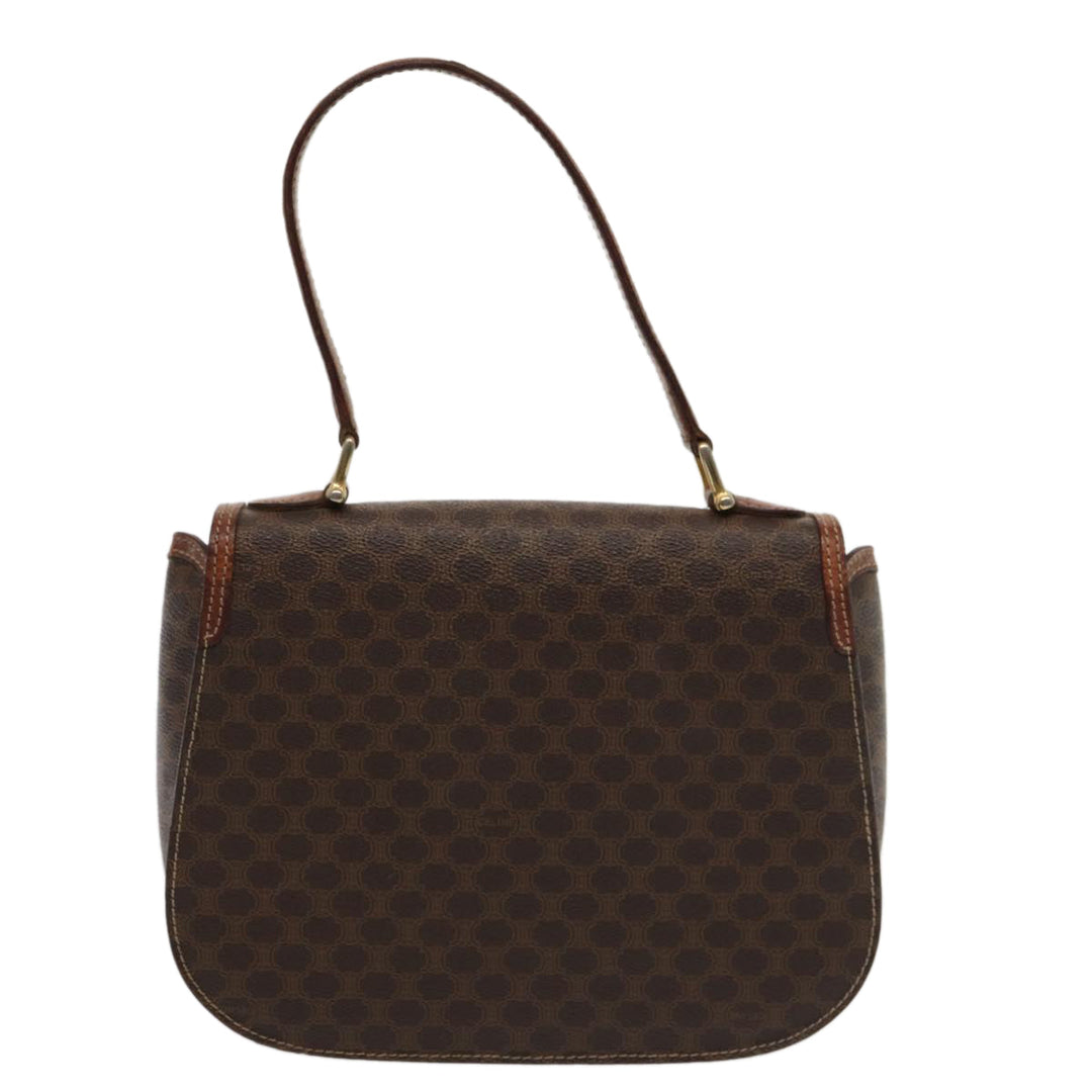 Celine Macadam Canvas Hand Bag PVC Leather Brown Auth 83326