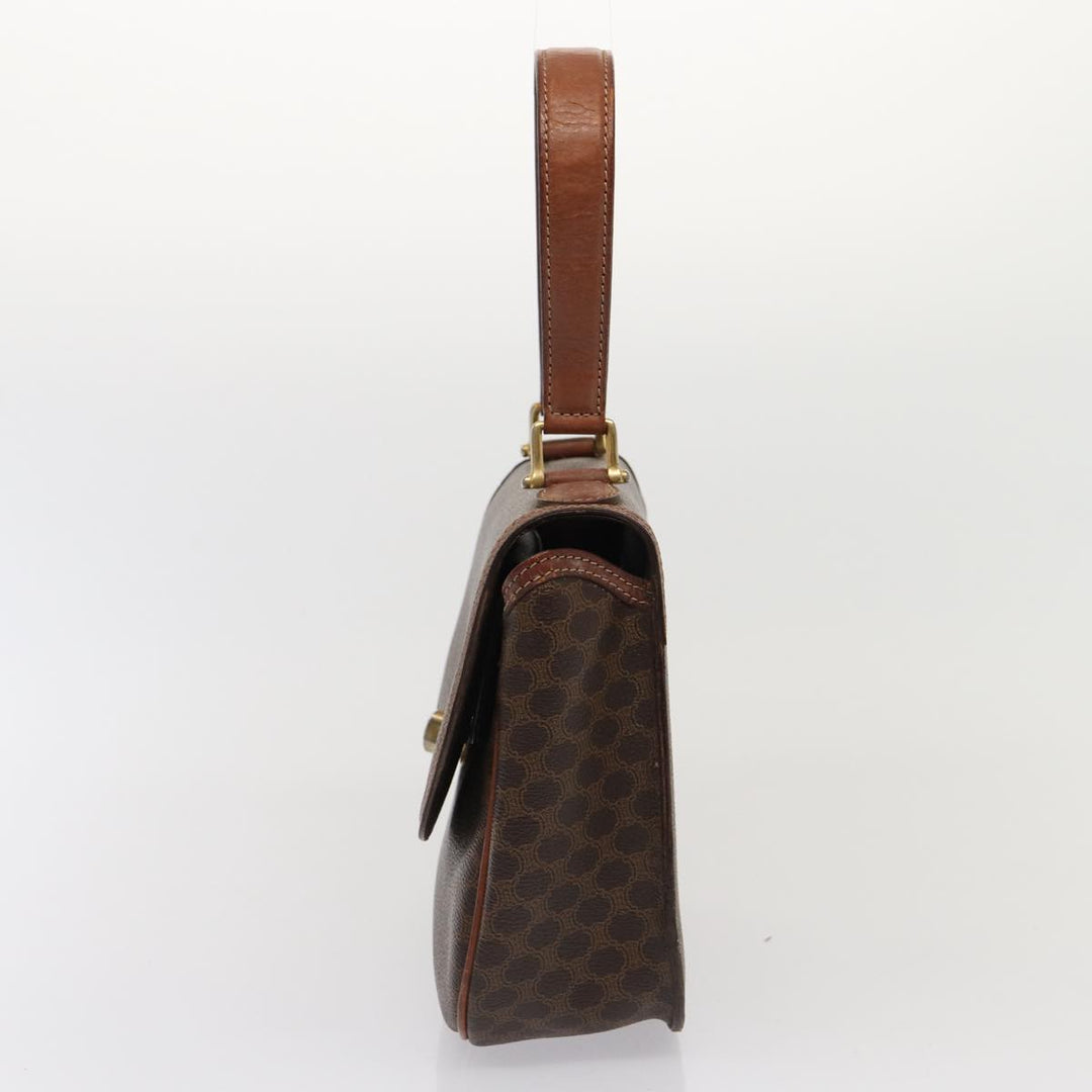 Celine Macadam Canvas Hand Bag PVC Leather Brown Auth 83326
