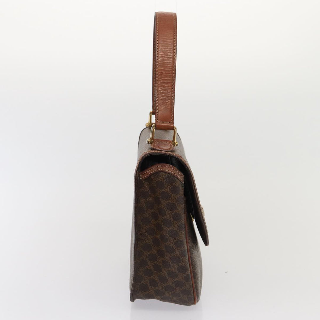 Celine Macadam Canvas Hand Bag PVC Leather Brown Auth 83326