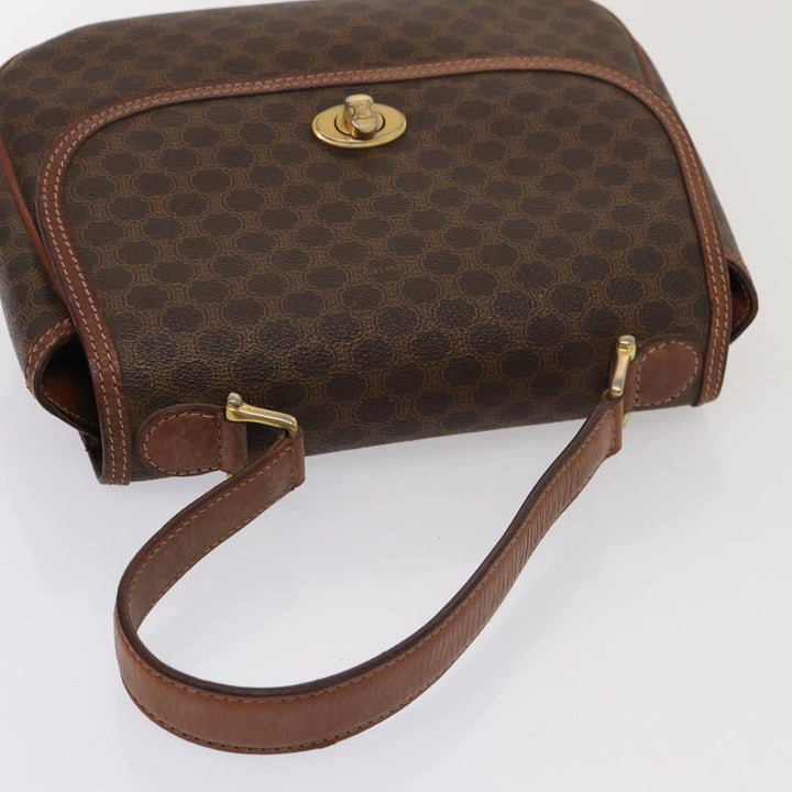 Celine Macadam Canvas Hand Bag PVC Leather Brown Auth 83326
