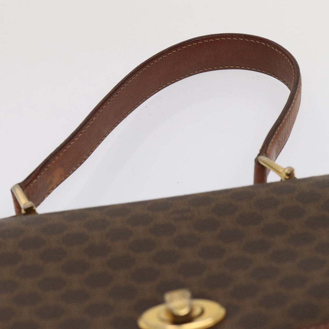 Celine Macadam Canvas Hand Bag PVC Leather Brown Auth 83326