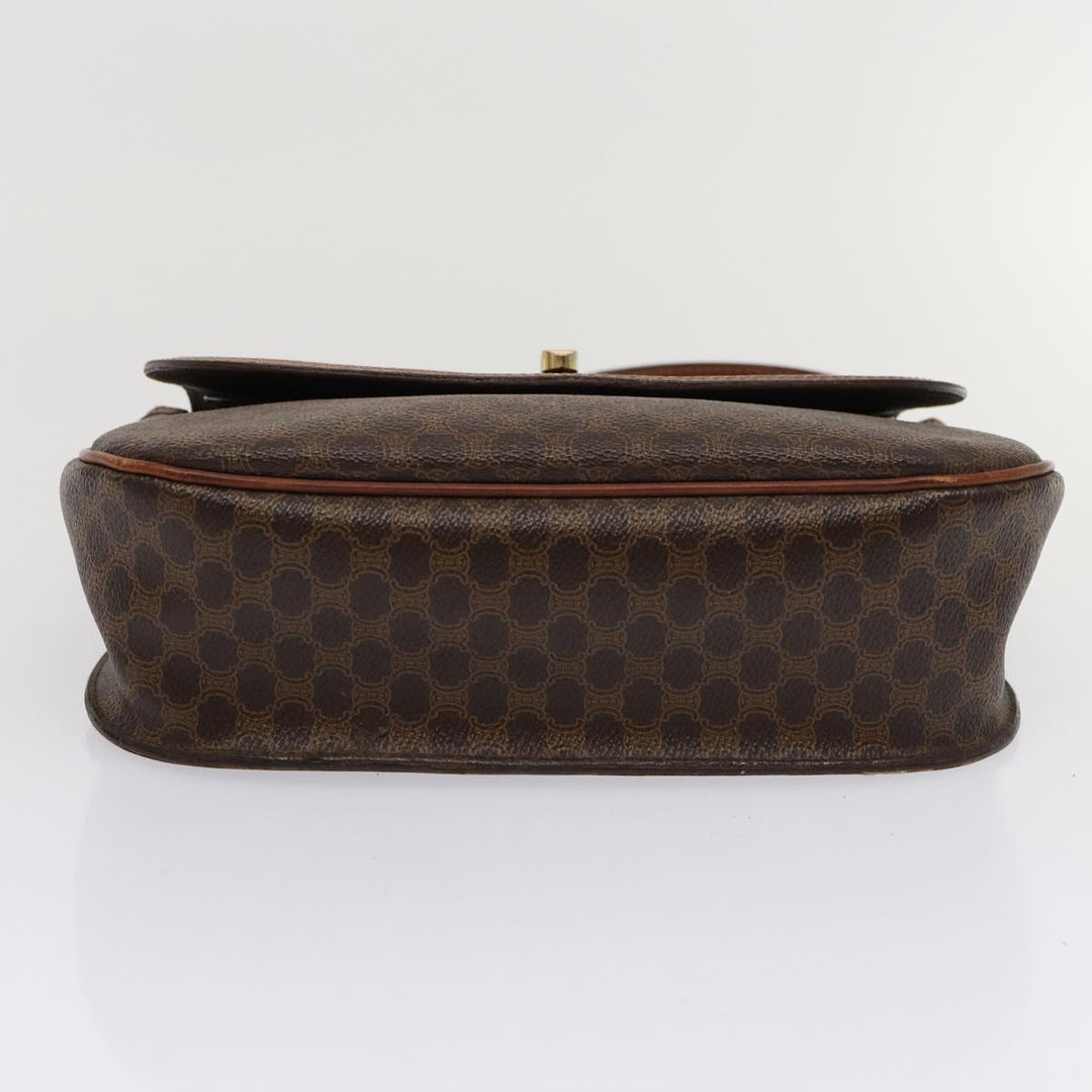 Celine Macadam Canvas Hand Bag PVC Leather Brown Auth 83326