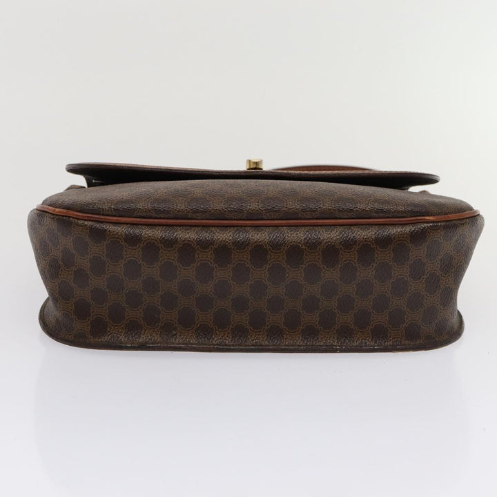 Celine Macadam Canvas Hand Bag PVC Leather Brown Auth 83326