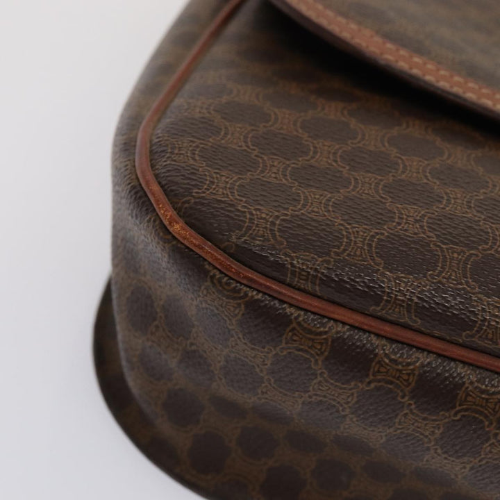 Celine Macadam Canvas Hand Bag PVC Leather Brown Auth 83326