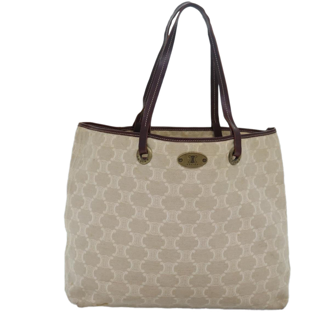 Celine Paris Macadam Canvas Tote Bag Beige Brown Auth 83330