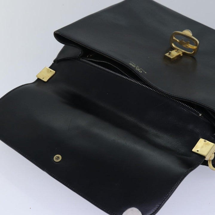 Celine Shoulder Bag Leather Black  83339