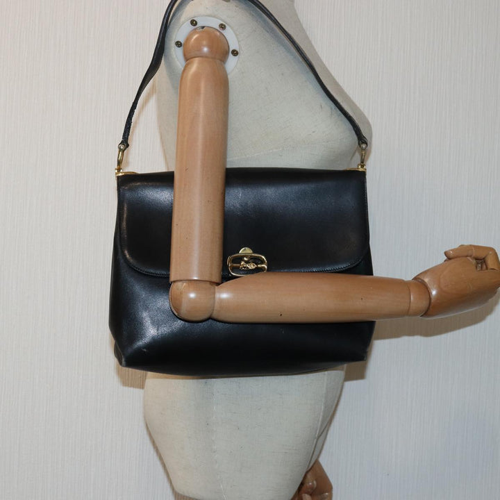 Celine Shoulder Bag Leather Black  83339