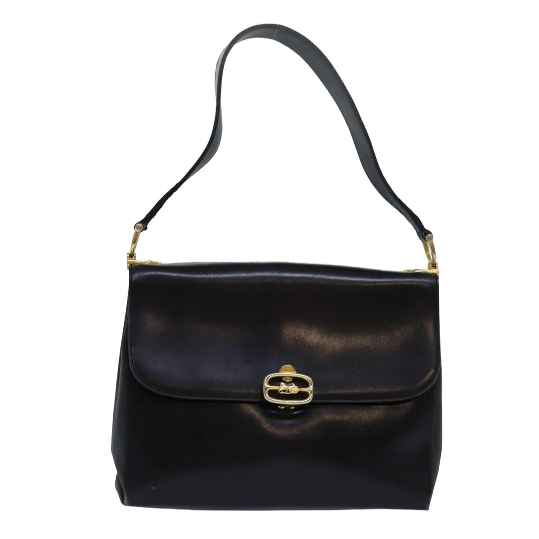 Celine Shoulder Bag Leather Black  83339