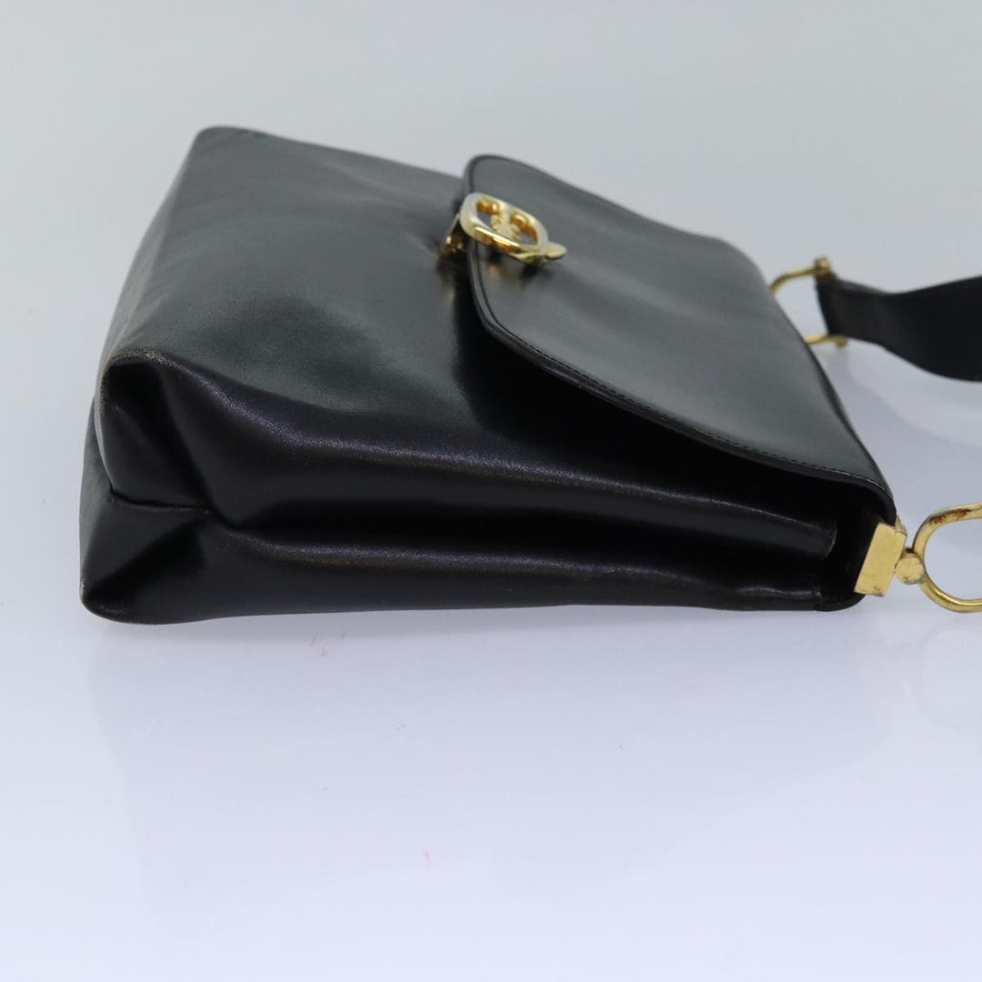 Celine Shoulder Bag Leather Black  83339
