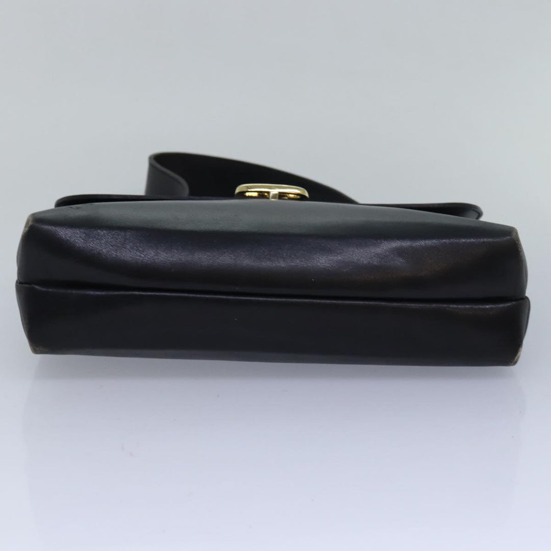 Celine Shoulder Bag Leather Black  83339