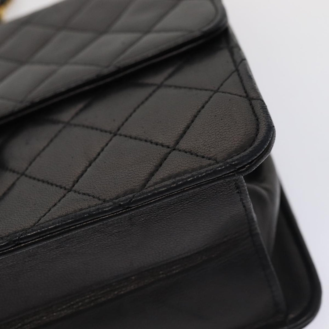 Top Quality Chanel Matelasse Chain Shoulder Bag Lamb Skin Black CC Auth 83342