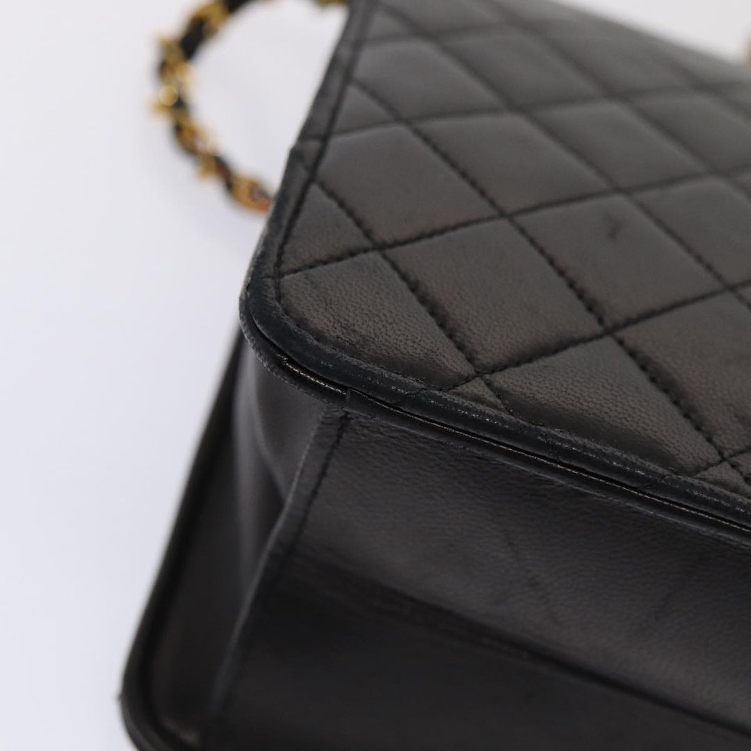 Top Quality Chanel Matelasse Chain Shoulder Bag Lamb Skin Black CC Auth 83342
