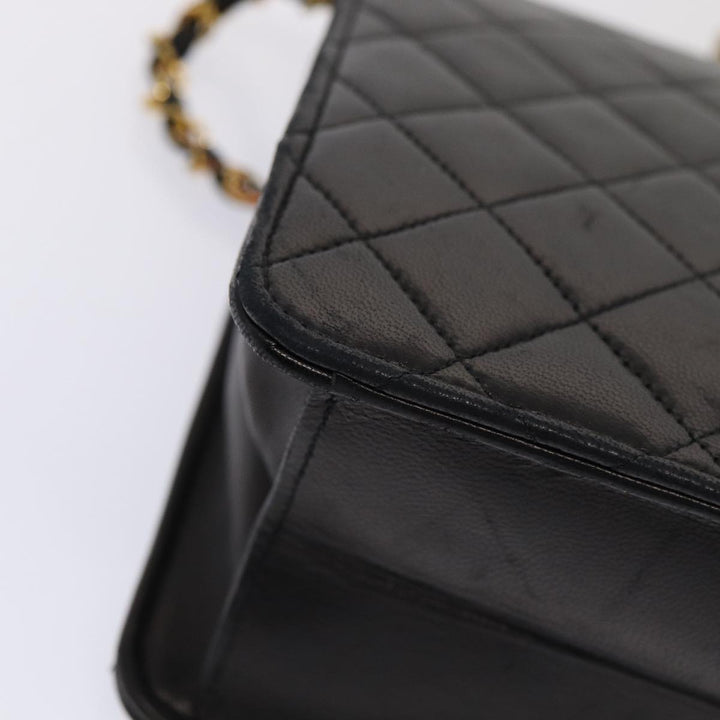 Top Quality Chanel Matelasse Chain Shoulder Bag Lamb Skin Black CC Auth 83342