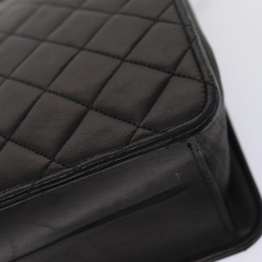 Top Quality Chanel Matelasse Chain Shoulder Bag Lamb Skin Black CC Auth 83342