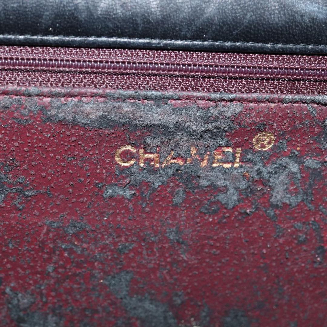 Top Quality Chanel Matelasse Chain Shoulder Bag Lamb Skin Black CC Auth 83342