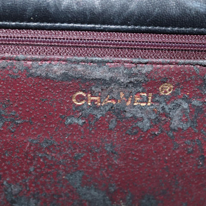 Top Quality Chanel Matelasse Chain Shoulder Bag Lamb Skin Black CC Auth 83342