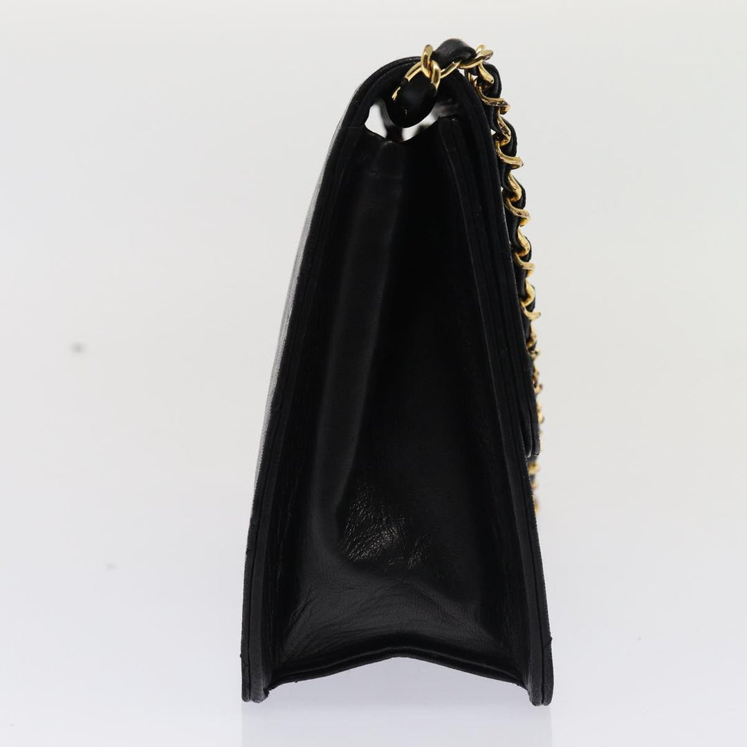 Top Quality Chanel Matelasse Chain Shoulder Bag Lamb Skin Black CC Auth 83342