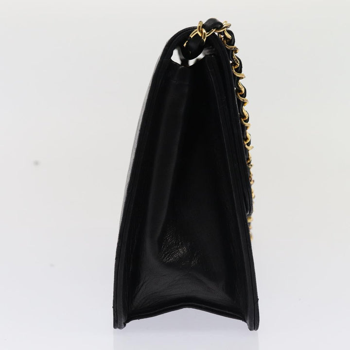 Top Quality Chanel Matelasse Chain Shoulder Bag Lamb Skin Black CC Auth 83342