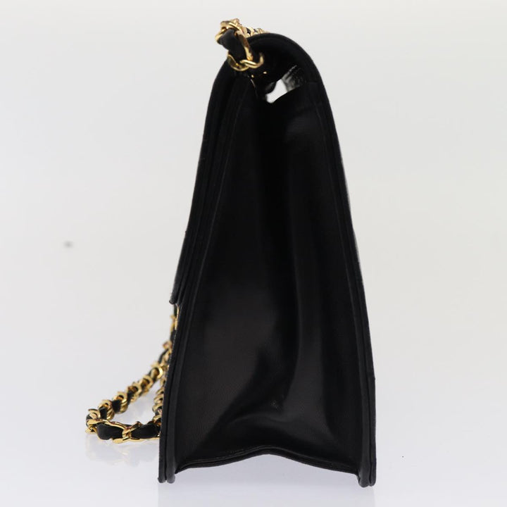 Top Quality Chanel Matelasse Chain Shoulder Bag Lamb Skin Black CC Auth 83342