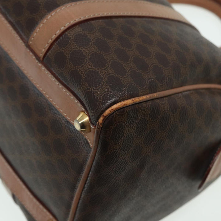 Celine Macadam Canvas Boston Bag PVC Leather Brown Auth 83343