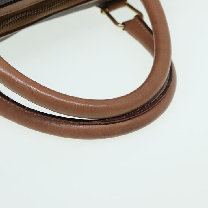 Celine Macadam Canvas Boston Bag PVC Leather Brown Auth 83343