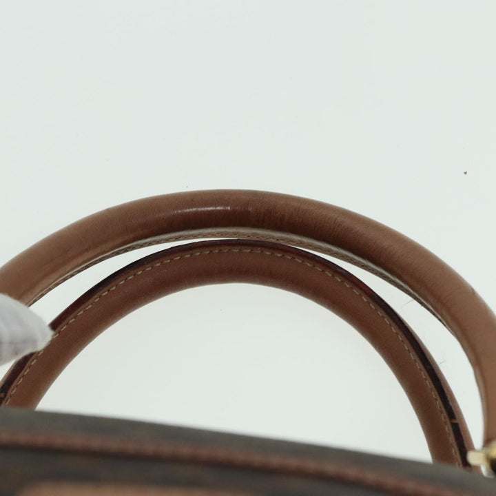 Celine Macadam Canvas Boston Bag PVC Leather Brown Auth 83343