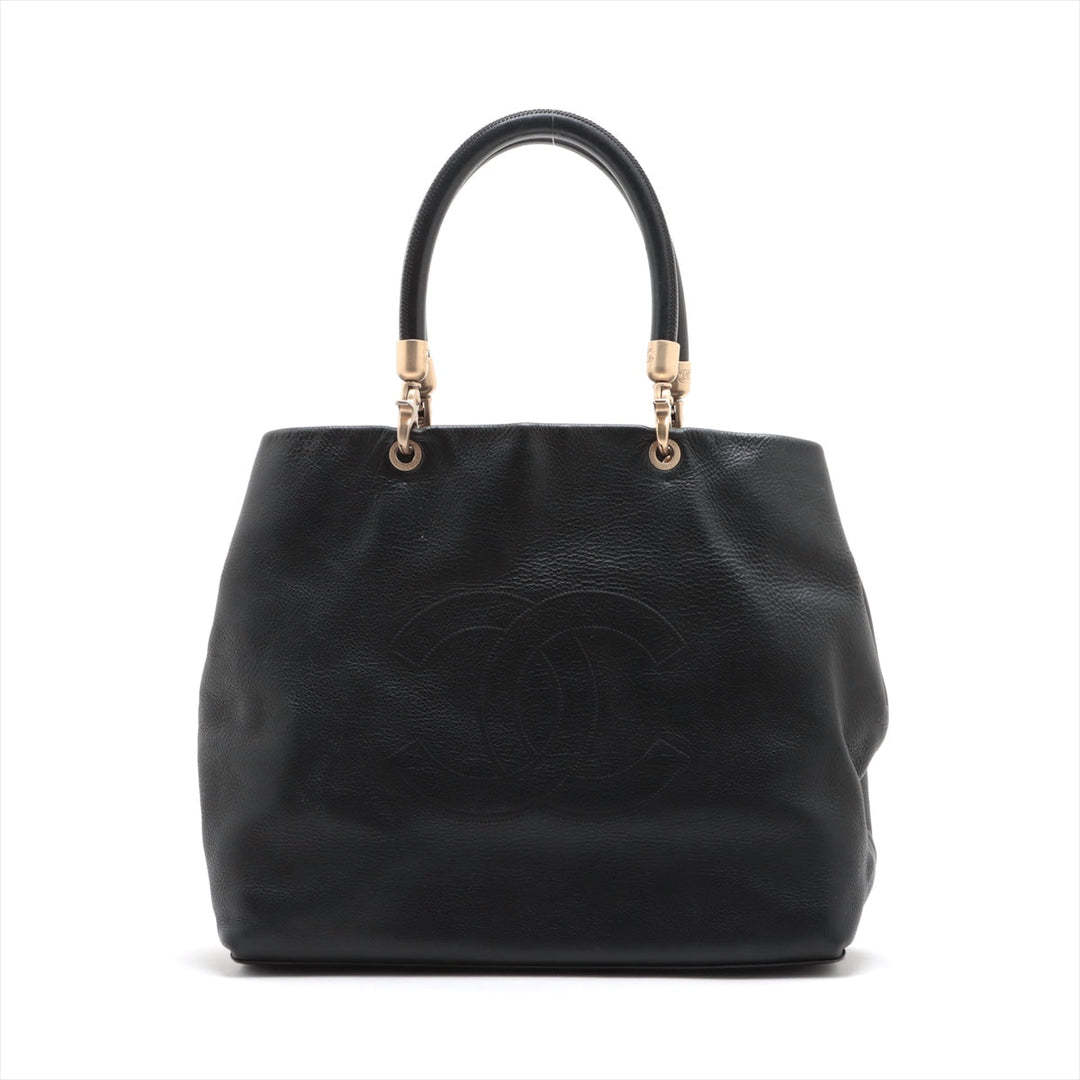 Top Quality Chanel Coco Caviar S Tote Bag Black Gold  8th