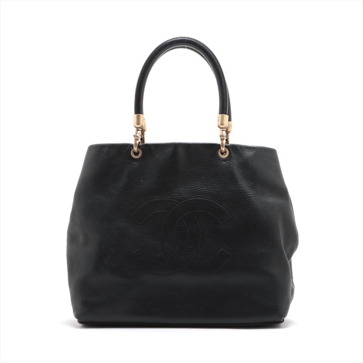 Top Quality Chanel Coco Caviar S Tote Bag Black Gold  8th