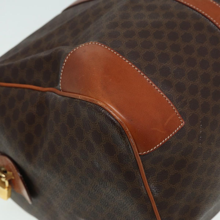 Celine Macadam Canvas Boston Bag PVC Leather Brown  83386