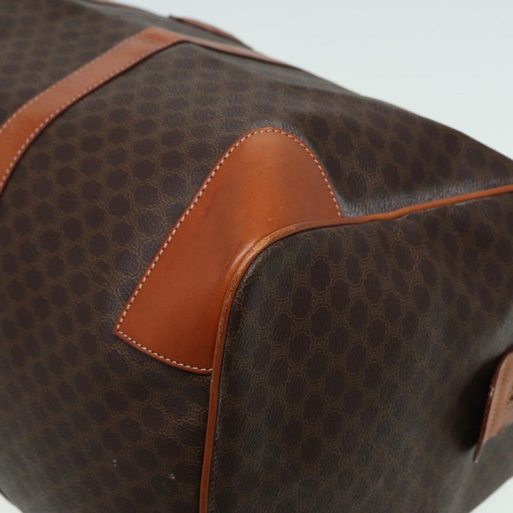 Celine Macadam Canvas Boston Bag PVC Leather Brown  83386