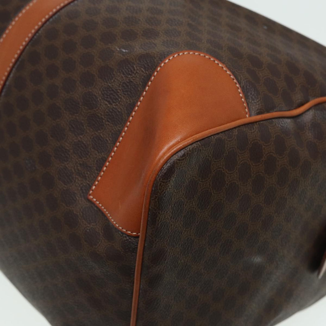 Celine Macadam Canvas Boston Bag PVC Leather Brown  83386
