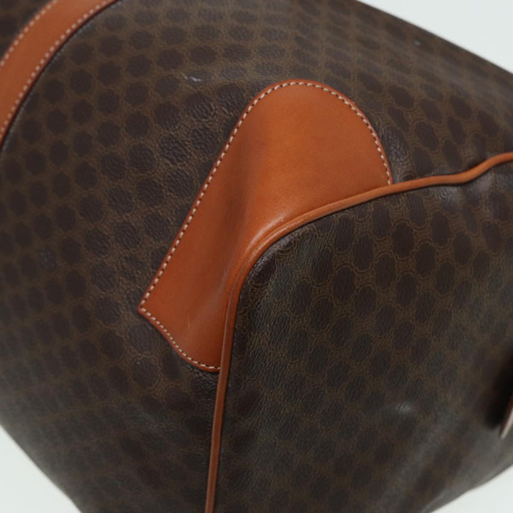 Celine Macadam Canvas Boston Bag PVC Leather Brown  83386