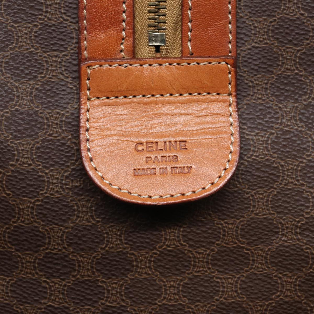 Celine Macadam Canvas Boston Bag PVC Leather Brown  83386