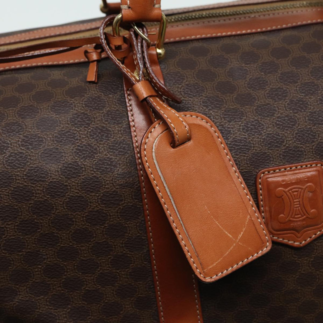 Celine Macadam Canvas Boston Bag PVC Leather Brown  83386