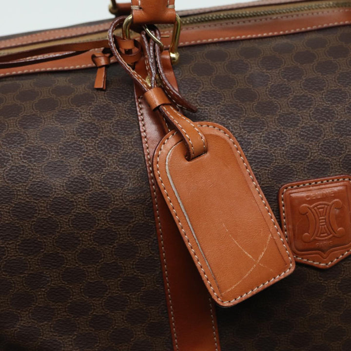 Celine Macadam Canvas Boston Bag PVC Leather Brown  83386